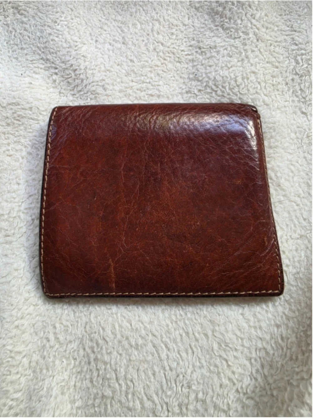 TUMI Men's Brown Leather Card Case Wallet Slim Vertical Bifold Logo